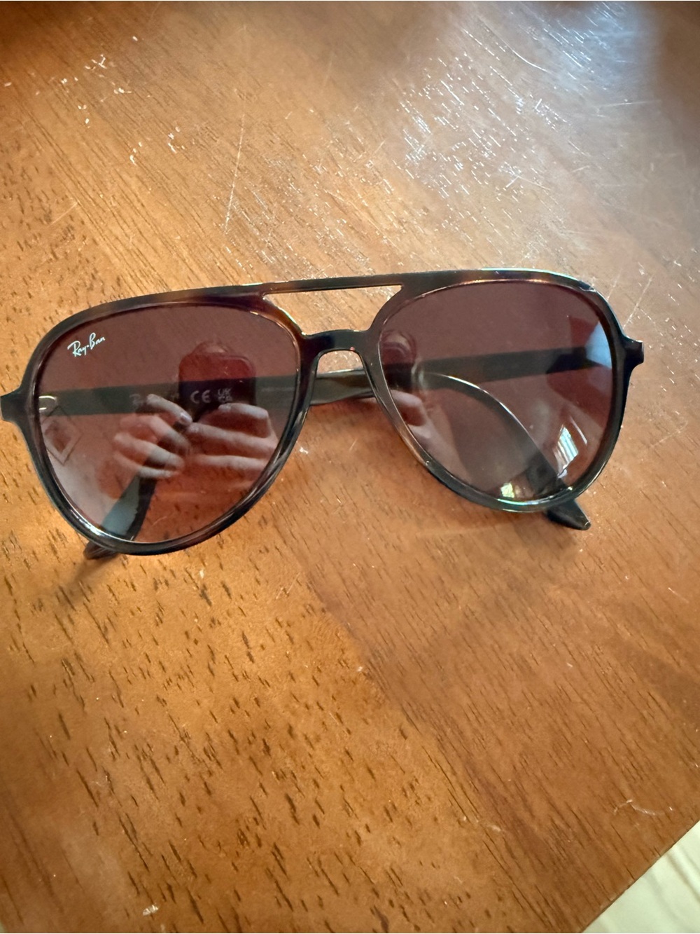 Ray-Ban Tortoiseshell Frame Brown Lens Aviator Sunglasses